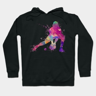 Baseball Catcher Colorful Watercolor Silhouette Hoodie